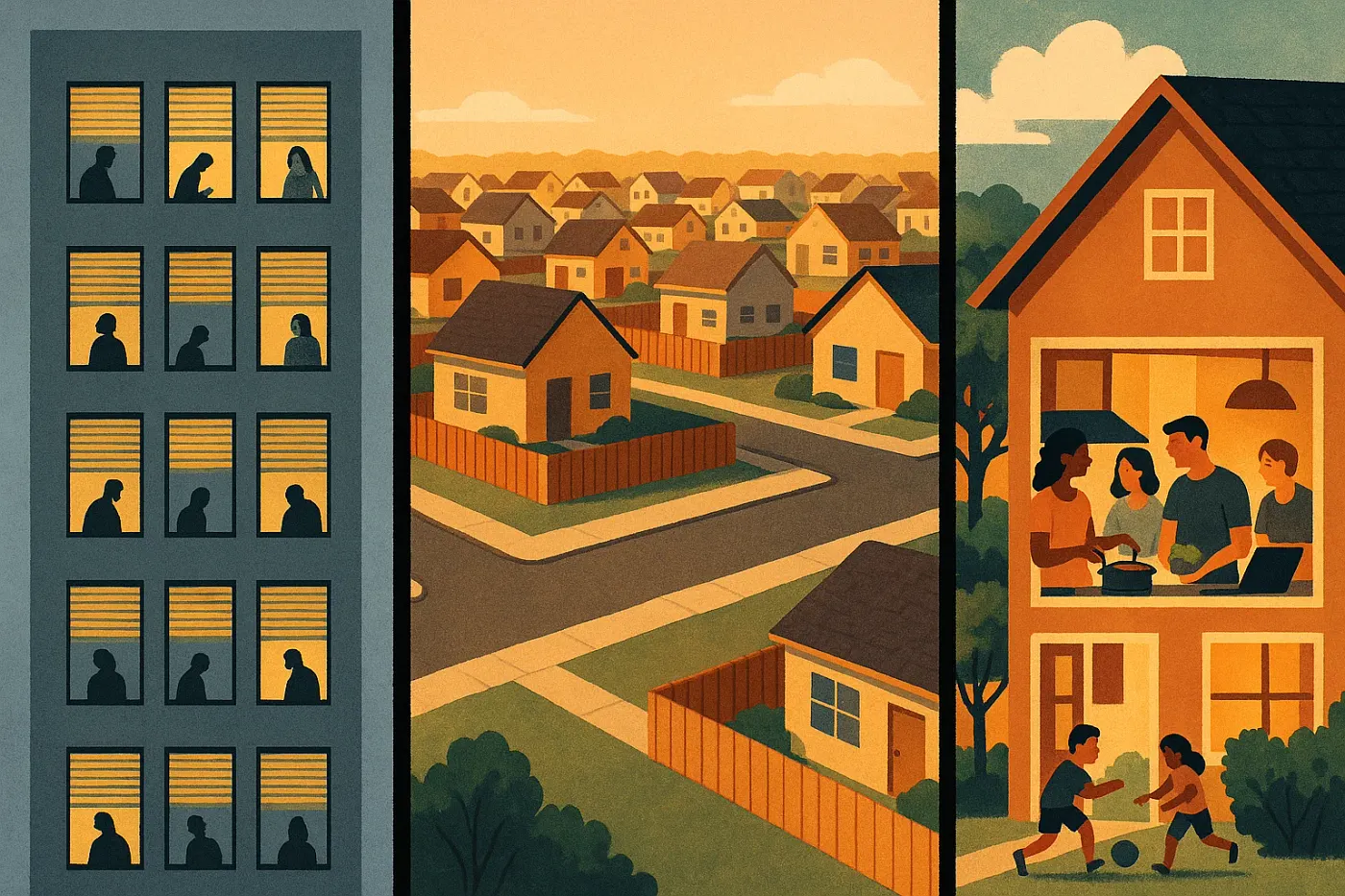 3 models in comparison: Apartments, the growth ponzi neighborhood and coliving
